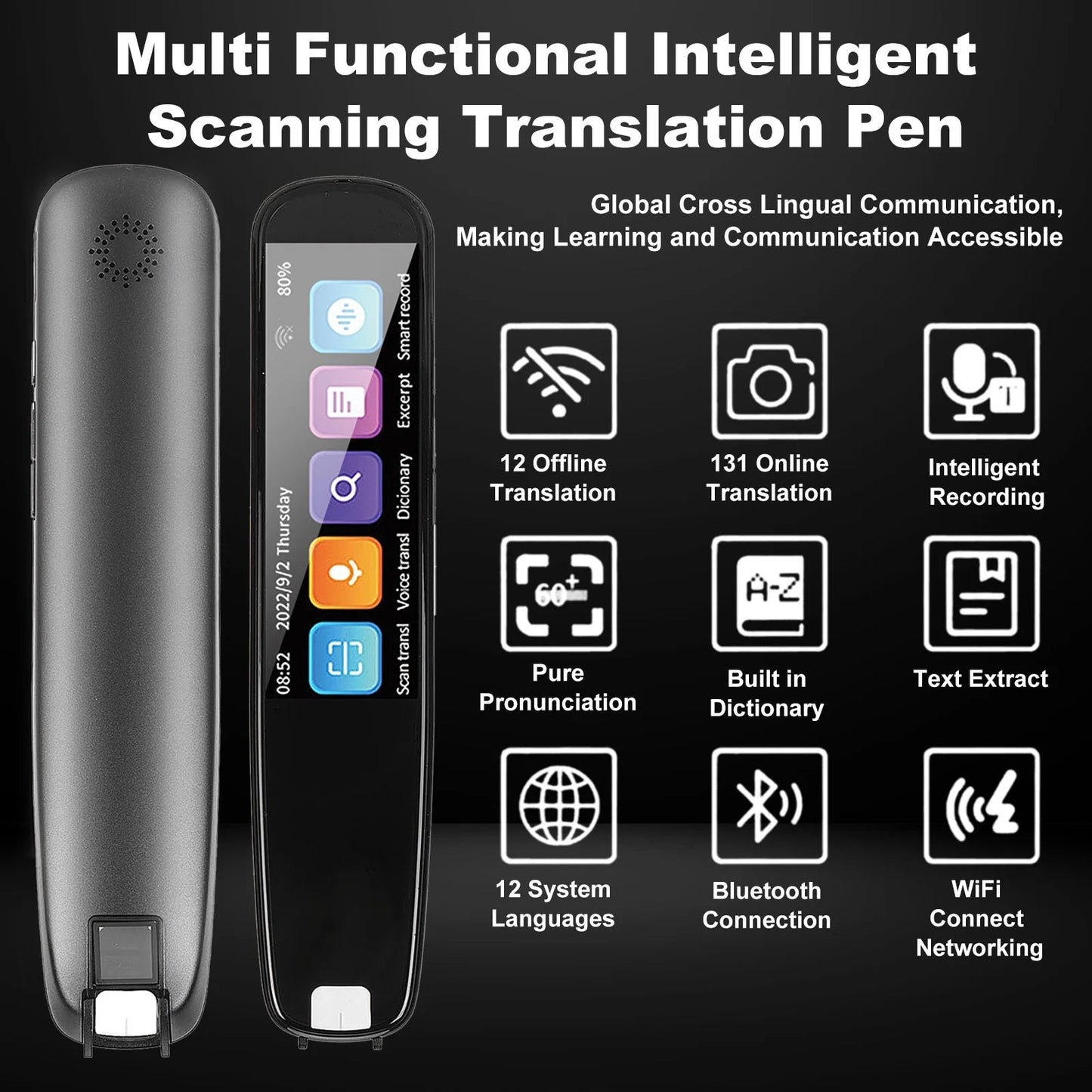 Portable Translation Scanning Pen,  With Text To Speech, 131 Language Translator Device for Language Learners, Business Students, & Adults Travelers