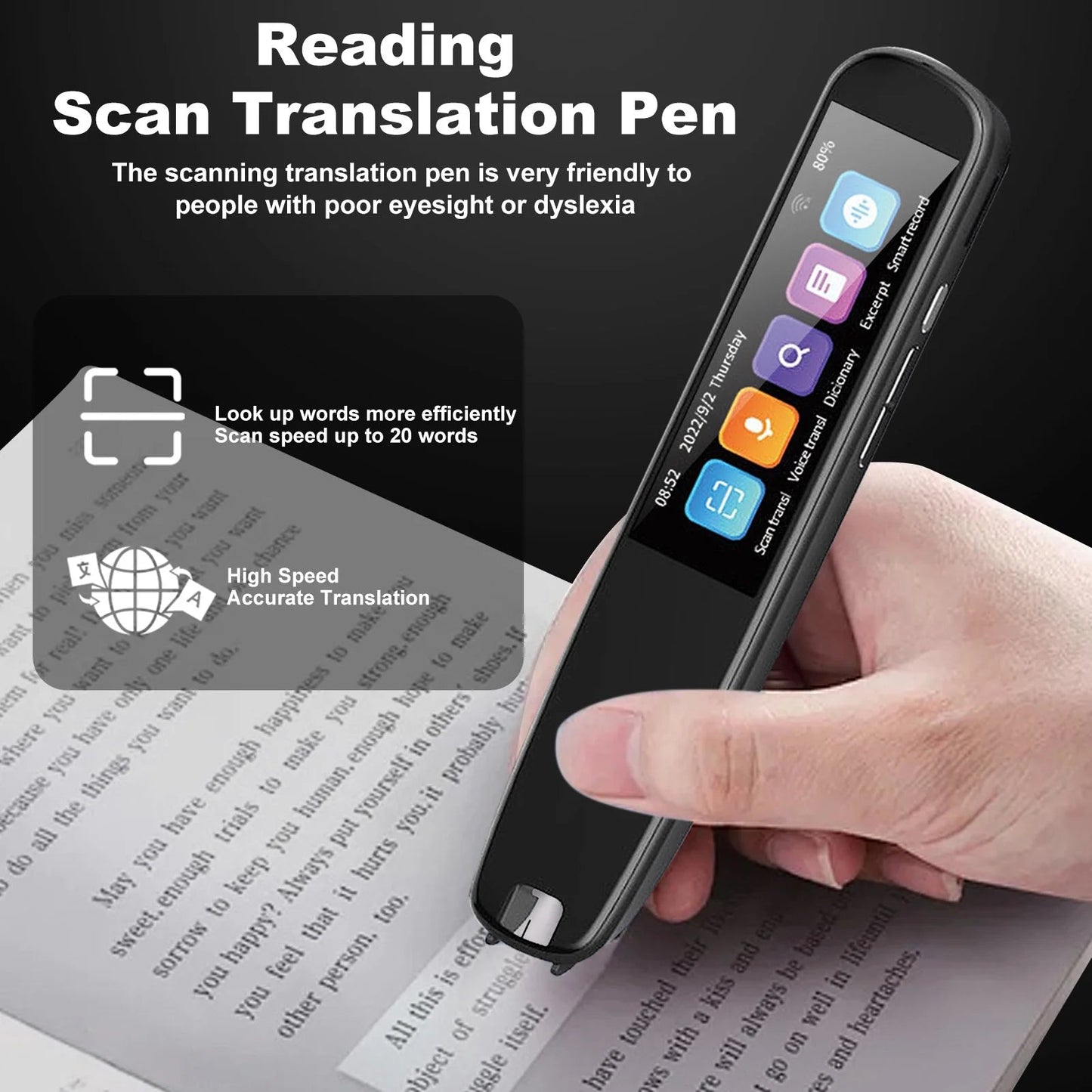 Portable Translation Scanning Pen,  With Text To Speech, 131 Language Translator Device for Language Learners, Business Students, & Adults Travelers